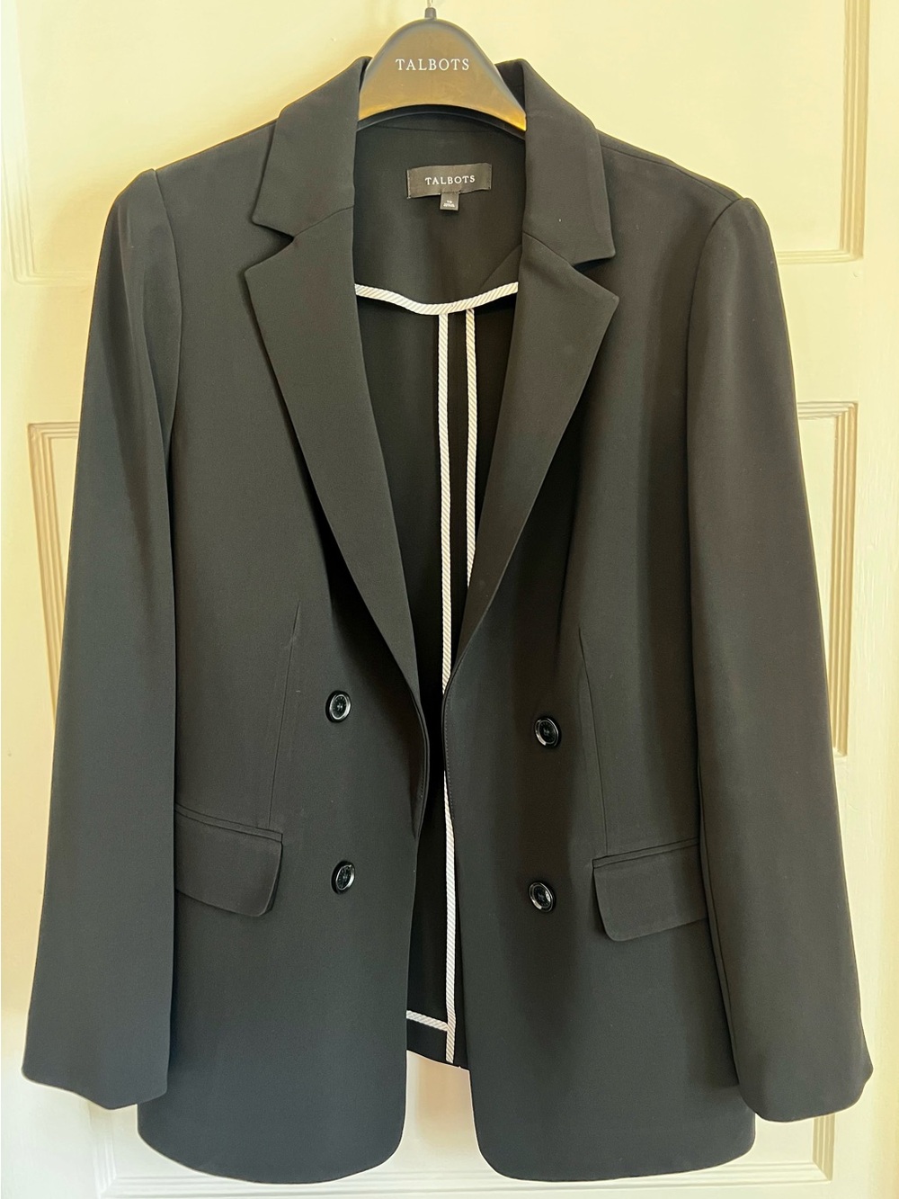 Talbots Black Double-Breasted Women's Blazer with Notch Lapels